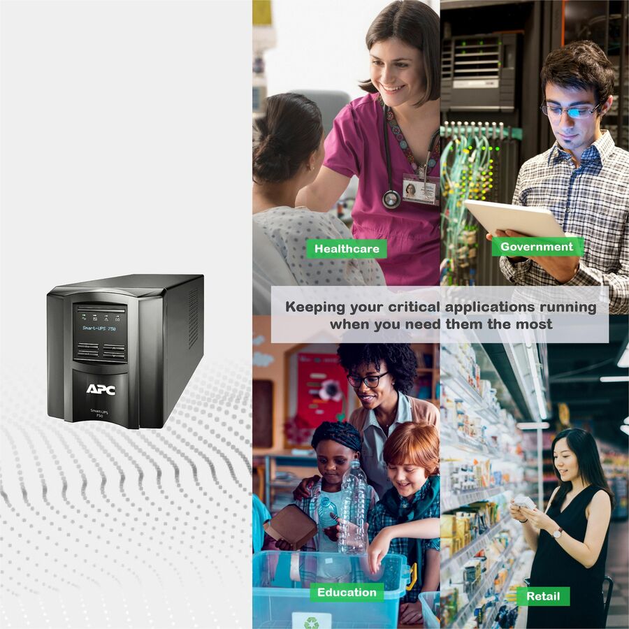 Alternate-Image4 Image for APC Smart-UPS, Line Interactive, 750VA, Tower, 120V, 6x NEMA 5-15R outlets, SmartConnect Port+SmartSlot, AVR, LCD