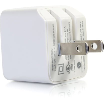 Alternate-Image2 Image for C2G 2-Port USB Wall Charger - AC to USB Adapter - 5V 2.1A Output