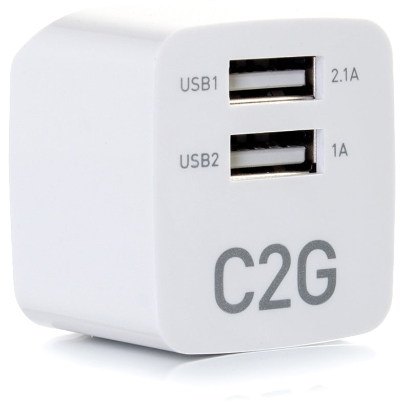Alternate-Image3 Image for C2G 2-Port USB Wall Charger - AC to USB Adapter - 5V 2.1A Output