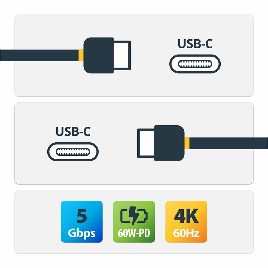 Alternate-Image1 Image for StarTech.com 1m 3 ft USB C to USB C Cable - M/M - USB 3.0 (5Gbps) - USB Type C Cable - USB C Charging Cable