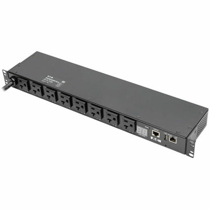 Main Image for Eaton 1.9kW Single-Phase Switched PDU, LX Interface, 120V Outlets (8 5-15/20R), NEMA L5-20P/5-20P input, 12 ft. (3.66 m) Cord, 1U Rack, TAA