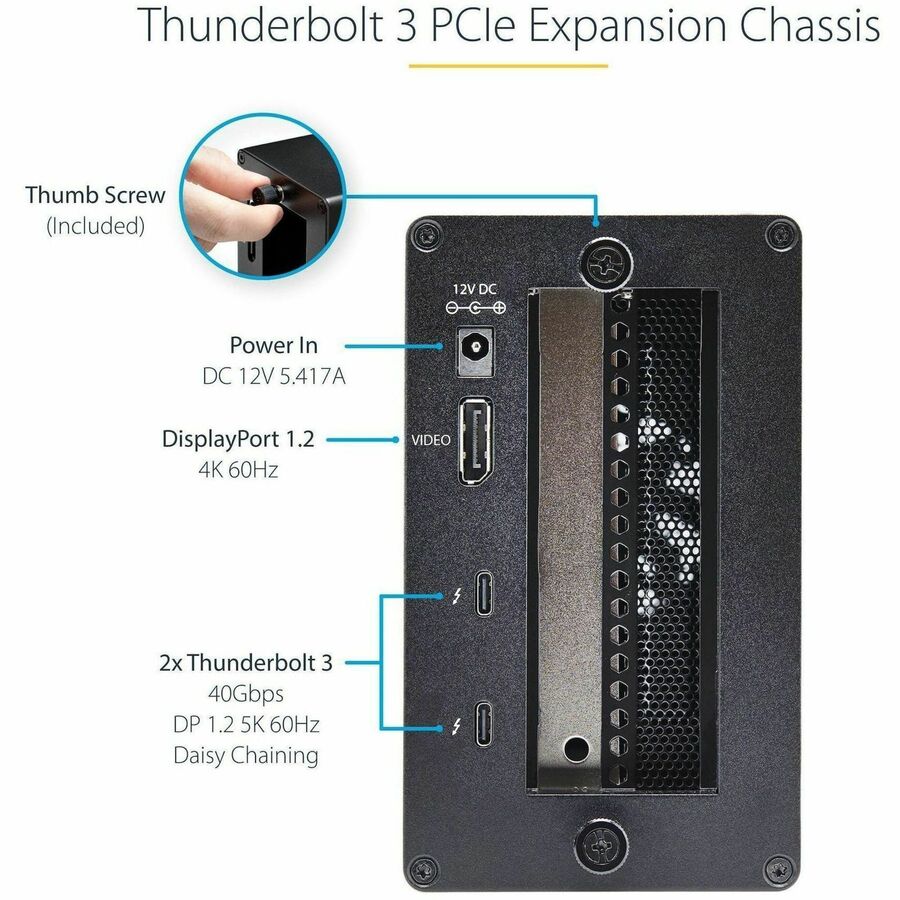 Alternate-Image2 Image for StarTech.com Thunderbolt 3 PCIe Expansion Chassis, External Enclosure Box with 1x PCI-Express Slot, 5K/4K Output Via TB3/DP Ports, TAA