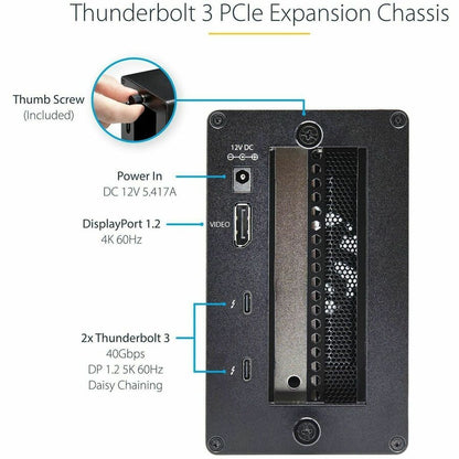 Alternate-Image2 Image for StarTech.com Thunderbolt 3 PCIe Expansion Chassis, External Enclosure Box with 1x PCI-Express Slot, 5K/4K Output Via TB3/DP Ports, TAA