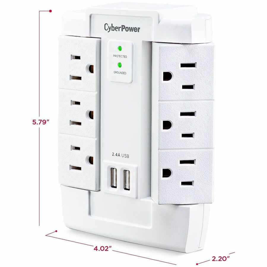 Alternate-Image3 Image for CyberPower CSP600WSURC2 Professional 6 - Outlet Surge with 1200 J