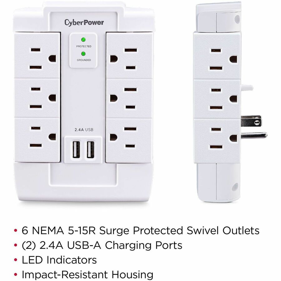 Alternate-Image2 Image for CyberPower CSP600WSURC2 Professional 6 - Outlet Surge with 1200 J