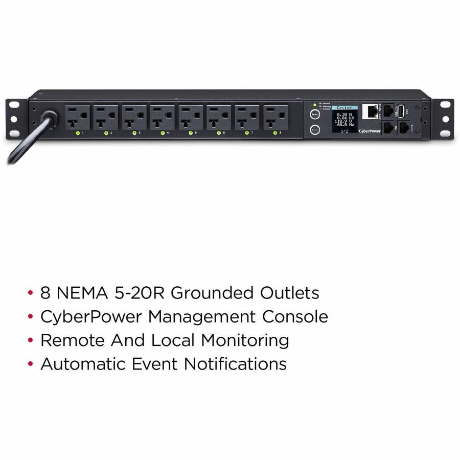 Alternate-Image3 Image for CyberPower PDU41002 Single Phase 100 - 120 VAC 20A Switched PDU