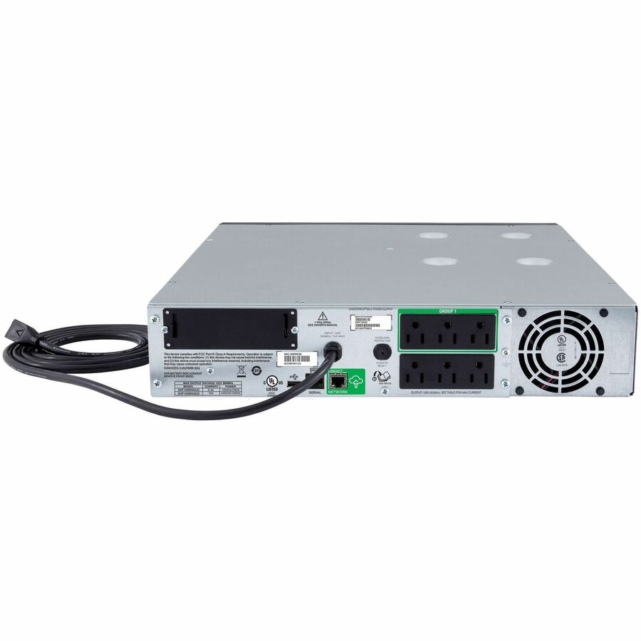 Rear Image for APC Smart-UPS, Line Interactive, 1000VA, Rackmount 2U, 120V, 6x NEMA 5-15R outlets, SmartConnect Port+SmartSlot, AVR, LCD