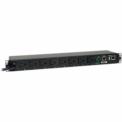 Main Image for Eaton 1.4kW Single-Phase Switched PDU, LX Interface, 120V Outlets (8 5-15R), NEMA 5-15P, 12 ft. (3.66 m) Cord, 1U Rack, TAA