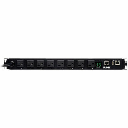 Alternate-Image2 Image for Eaton 1.4kW Single-Phase Switched PDU, LX Interface, 120V Outlets (8 5-15R), NEMA 5-15P, 12 ft. (3.66 m) Cord, 1U Rack, TAA