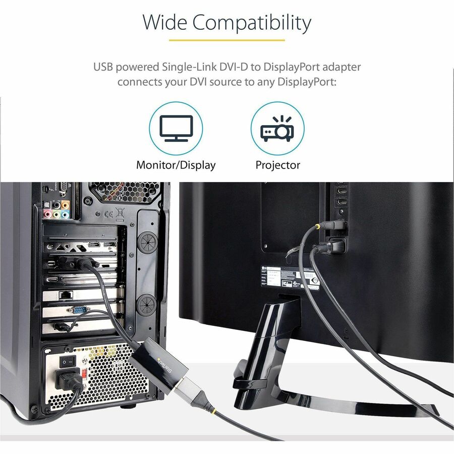 Alternate-Image1 Image for StarTech.com DVI to DisplayPort Adapter with USB Power - DVI-D to DP Video Adapter - DVI to DisplayPort Converter - 1920 x 1200
