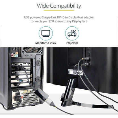 Alternate-Image1 Image for StarTech.com DVI to DisplayPort Adapter with USB Power - DVI-D to DP Video Adapter - DVI to DisplayPort Converter - 1920 x 1200