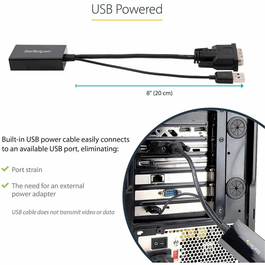 Alternate-Image3 Image for StarTech.com DVI to DisplayPort Adapter with USB Power - DVI-D to DP Video Adapter - DVI to DisplayPort Converter - 1920 x 1200
