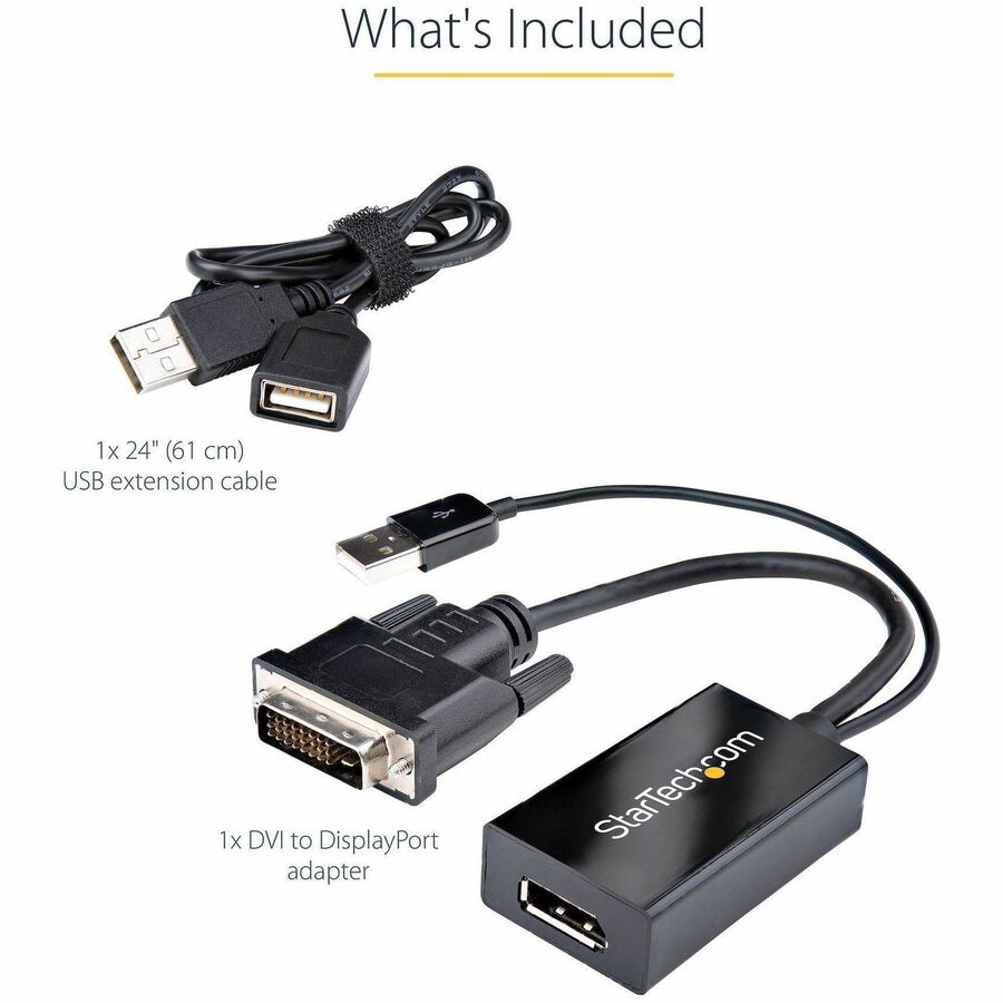 Alternate-Image5 Image for StarTech.com DVI to DisplayPort Adapter with USB Power - DVI-D to DP Video Adapter - DVI to DisplayPort Converter - 1920 x 1200