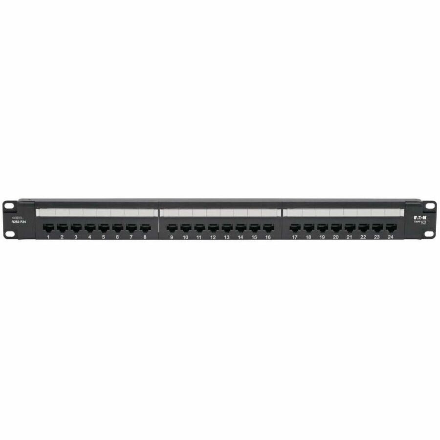 Alternate-Image2 Image for Eaton Tripp Lite Series 24-Port Cat6 Patch Panel - 4PPoE Compliant, 110/Krone, 568A/B, RJ45 Ethernet, 1U Rack-Mount, Black, TAA