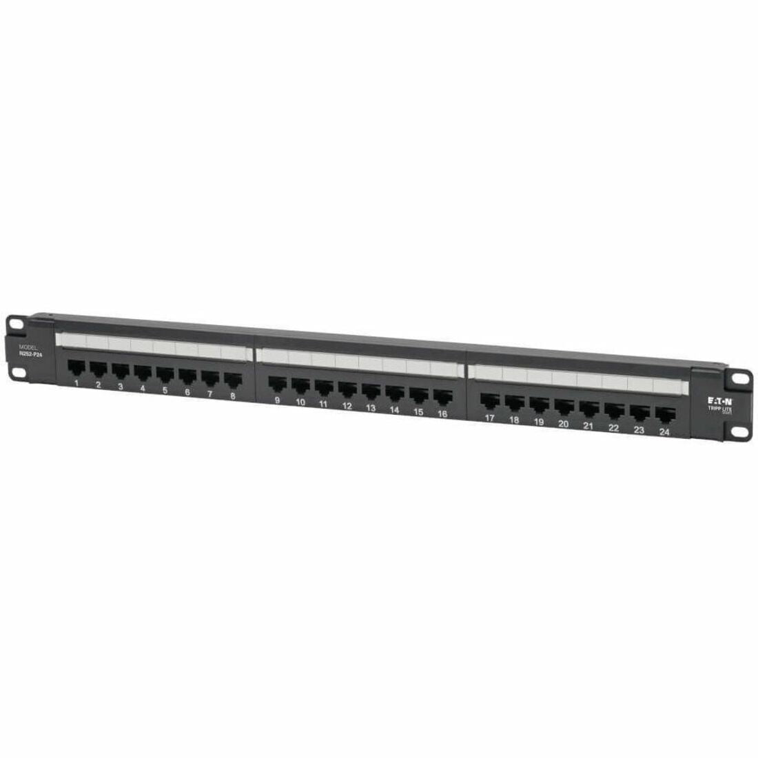 Main Image for Eaton Tripp Lite Series 24-Port Cat6 Patch Panel - 4PPoE Compliant, 110/Krone, 568A/B, RJ45 Ethernet, 1U Rack-Mount, Black, TAA
