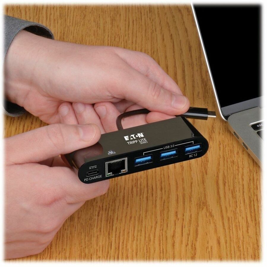 Alternate-Image9 Image for Eaton Tripp Lite Series 3-Port USB-C Hub - USB 3.x (5Gpbs) Hub Ports, Gigabit Ethernet, 60W PD Charging, Black