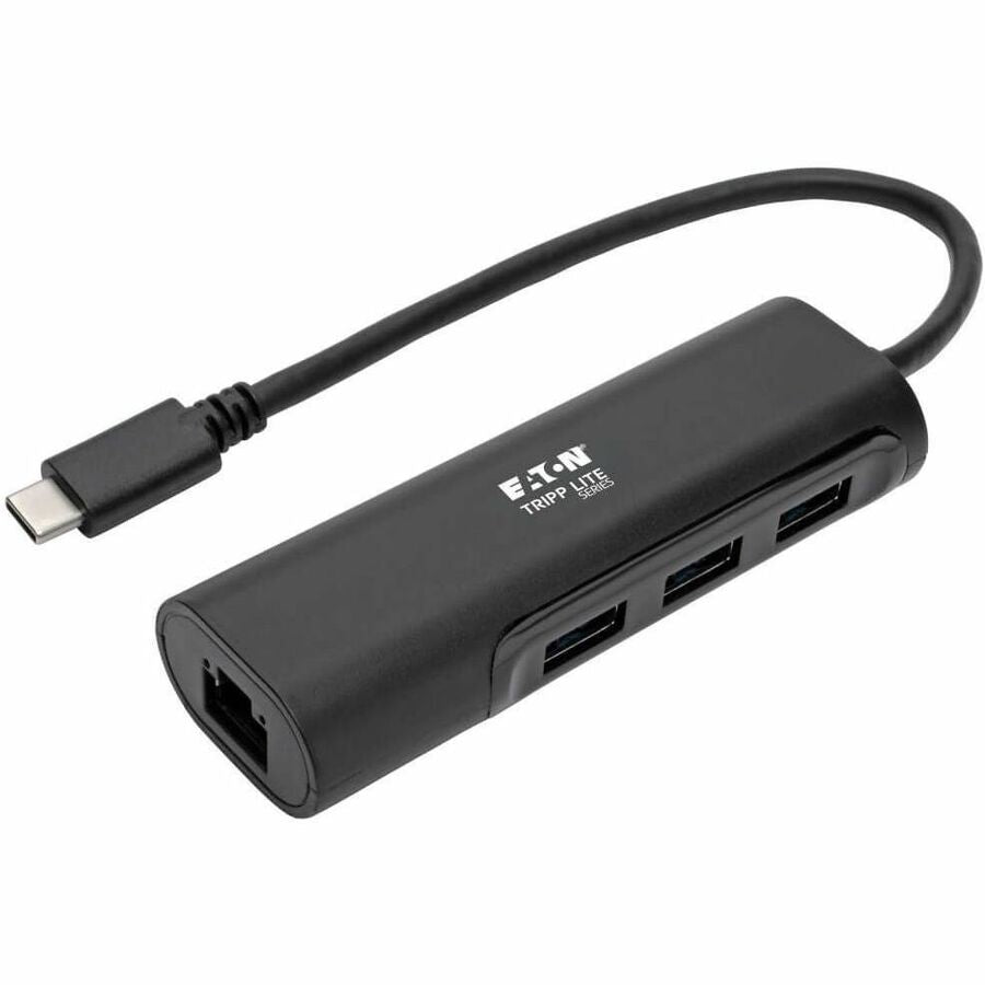 Main Image for Eaton Tripp Lite Series 3-Port USB 3.x (5Gbps) Hub with LAN Port, USB-C to 3x USB-A Ports and Gigabit Ethernet, Black
