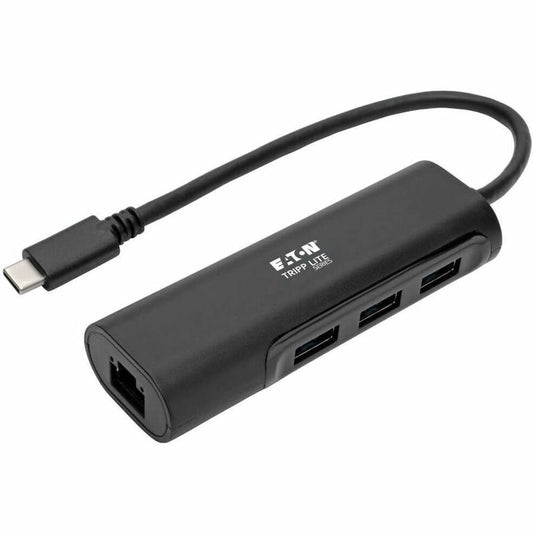 Main Image for Eaton Tripp Lite Series 3-Port USB 3.x (5Gbps) Hub with LAN Port, USB-C to 3x USB-A Ports and Gigabit Ethernet, Black