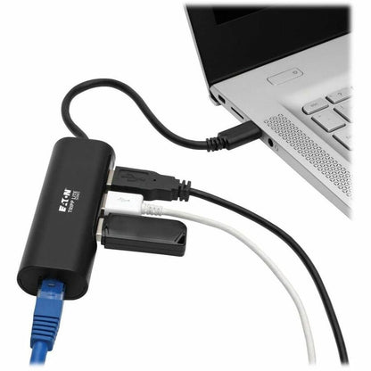 Alternate-Image1 Image for Eaton Tripp Lite Series 3-Port USB 3.x (5Gbps) Hub with LAN Port, USB-C to 3x USB-A Ports and Gigabit Ethernet, Black