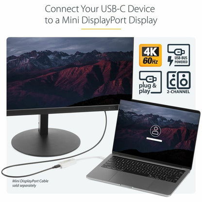 Alternate-Image1 Image for StarTech.com USB-C to Mini DisplayPort Adapter - 4K 60Hz - White - USB Type-C to Mini DP Adapter - Thunderbolt 3 Compatible