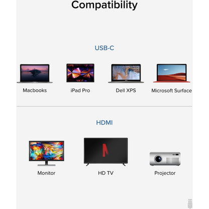 Alternate-Image3 Image for Plugable USB C to HDMI Adapter Cable - Connect USB-C or Thunderbolt 3 Laptops to HDMI Displays up to 4K@60Hz