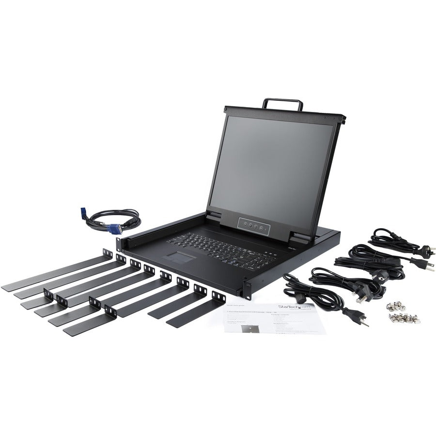 Alternate-Image4 Image for StarTech Rackmount KVM Console - 1U 17" LCD Monitor Single Port VGA KVM Server Rack Drawer includes Cables & Hardware - USB Support