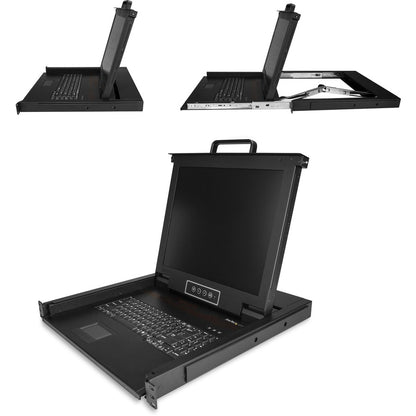 Alternate-Image1 Image for StarTech Rackmount KVM Console - 1U 17" LCD Monitor Single Port VGA KVM Server Rack Drawer includes Cables & Hardware - USB Support