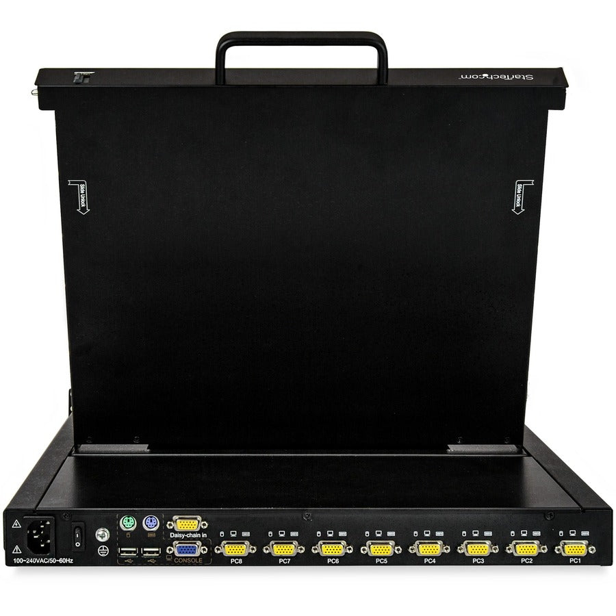 Alternate-Image2 Image for StarTech.com 8 Port Rackmount KVM Console w/ Cables - Integrated KVM Switch w/ 17" LCD - 1U LCD KVM Drawer 50000 MTBF - USB + VGA Support