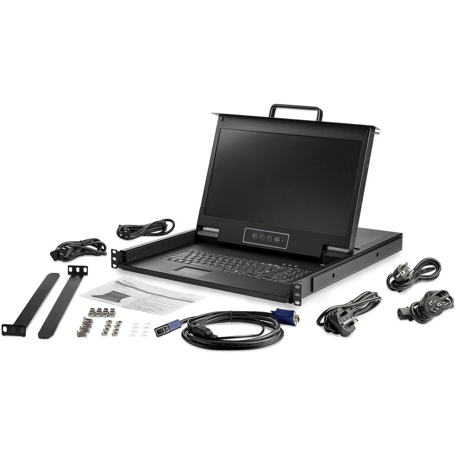 Alternate-Image5 Image for StarTech Rackmount KVM Console HD 1080p - Single Port VGA KVM w/17" LCD Monitor - 1U LCD KVM Server Rack Drawer w/Cables - USB Support