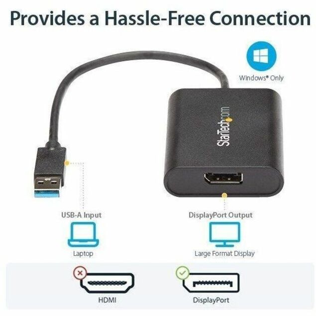 Alternate-Image4 Image for StarTech.com USB 3.0 to DisplayPort Adapter, USB DP Monitor Converter for Windows, 4K (no support for macOS/ChromeOS/Linux) - TAA