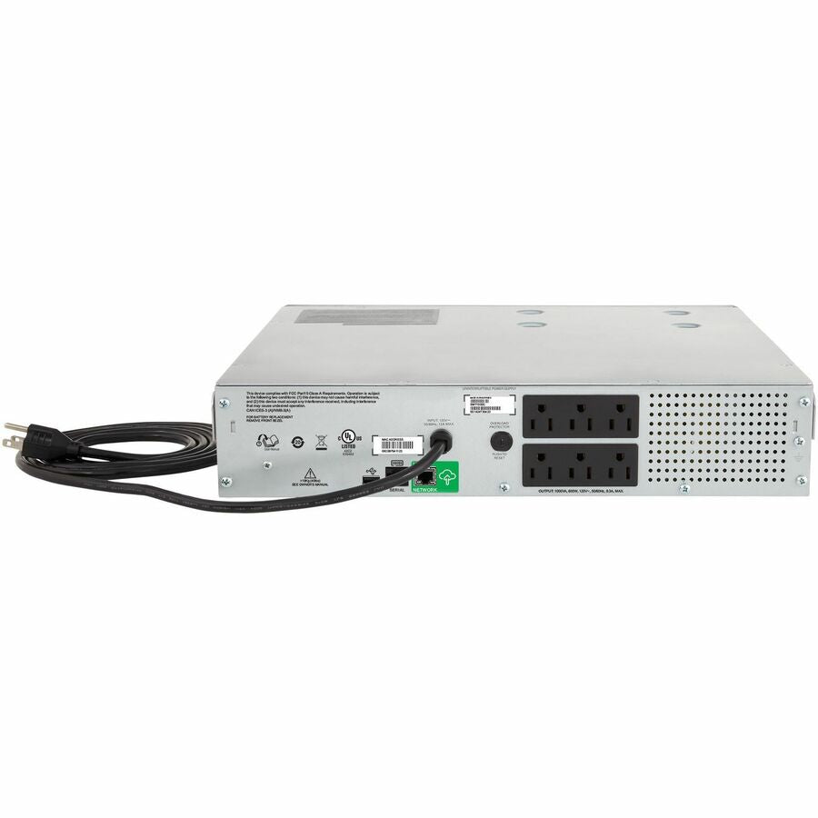 Rear Image for APC Smart-UPS C, Line Interactive, 1000VA, Rackmount 2U, 120V, 6x NEMA 5-15R outlets, SmartConnect port, USB and Serial communication, AVR,Graphic LCD