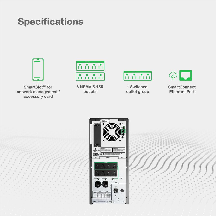 Alternate-Image3 Image for APC Smart-UPS, Line Interactive, 2200VA, Tower, 120V, 8x NEMA 5-15R+2x NEMA 5-20R outlets, SmartConnect Port+SmartSlot, AVR, LCD