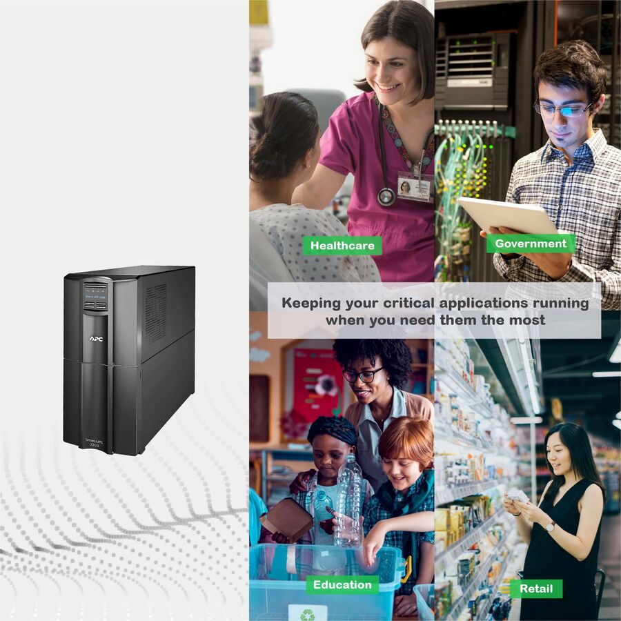 Alternate-Image4 Image for APC Smart-UPS, Line Interactive, 2200VA, Tower, 120V, 8x NEMA 5-15R+2x NEMA 5-20R outlets, SmartConnect Port+SmartSlot, AVR, LCD