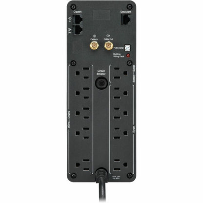 Rear Image for APC Back-UPS Pro, 1000VA/600W, Tower, 120V, 10x NEMA 5-15R outlets, Sine Wave, AVR, USB Type A + C ports, LCD, User Replaceable Battery