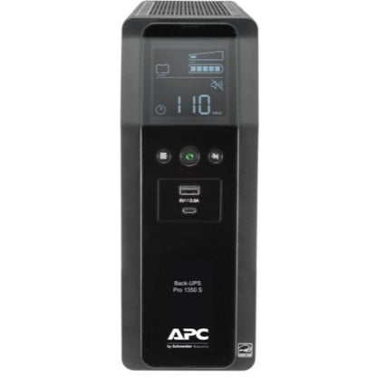 Front Image for APC Back-UPS Pro, 1350VA/810W, Tower, 120V, 10x NEMA 5-15R outlets, Sine Wave, AVR, USB Type A + C ports, LCD, User Replaceable Battery