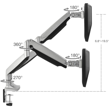 Alternate-Image1 Image for SIIG High Premium Aluminum Gas Spring Desk Mount - Dual Monitor - Fits 13" to 32" monitors - Max load 19.8Ibs(each)