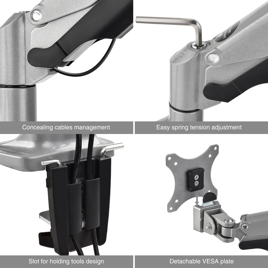Alternate-Image4 Image for SIIG High Premium Aluminum Gas Spring Desk Mount - Dual Monitor - Fits 13" to 32" monitors - Max load 19.8Ibs(each)