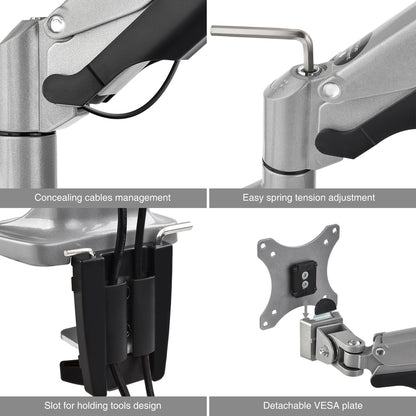 Alternate-Image4 Image for SIIG High Premium Aluminum Gas Spring Desk Mount - Dual Monitor - Fits 13" to 32" monitors - Max load 19.8Ibs(each)
