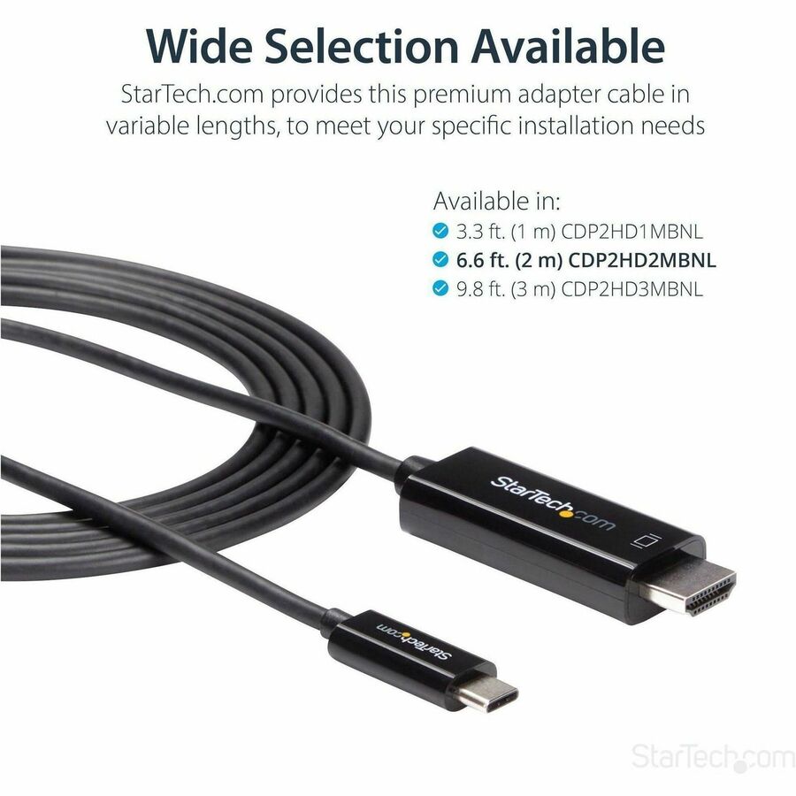 Alternate-Image2 Image for StarTech.com 6ft (2m) USB C to HDMI Cable - 4K 60Hz USB Type C DP Alt Mode to HDMI 2.0 Video Display Adapter Cable - Works w/Thunderbolt 3