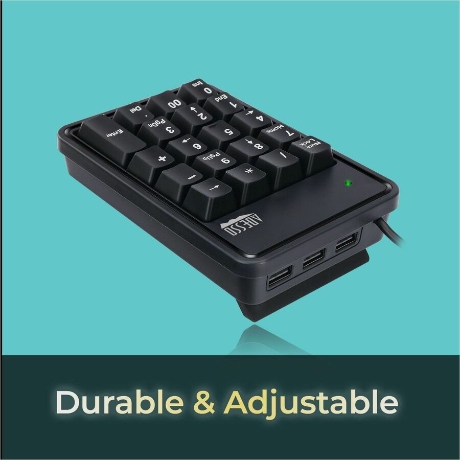 Alternate-Image1 Image for Adesso 19-Key Mechanical Keypad with 3-Port USB Hub