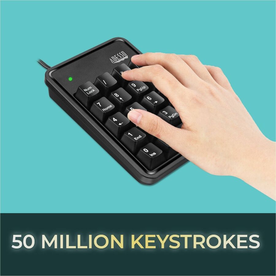 Alternate-Image4 Image for Adesso 19-Key Mechanical Keypad with 3-Port USB Hub