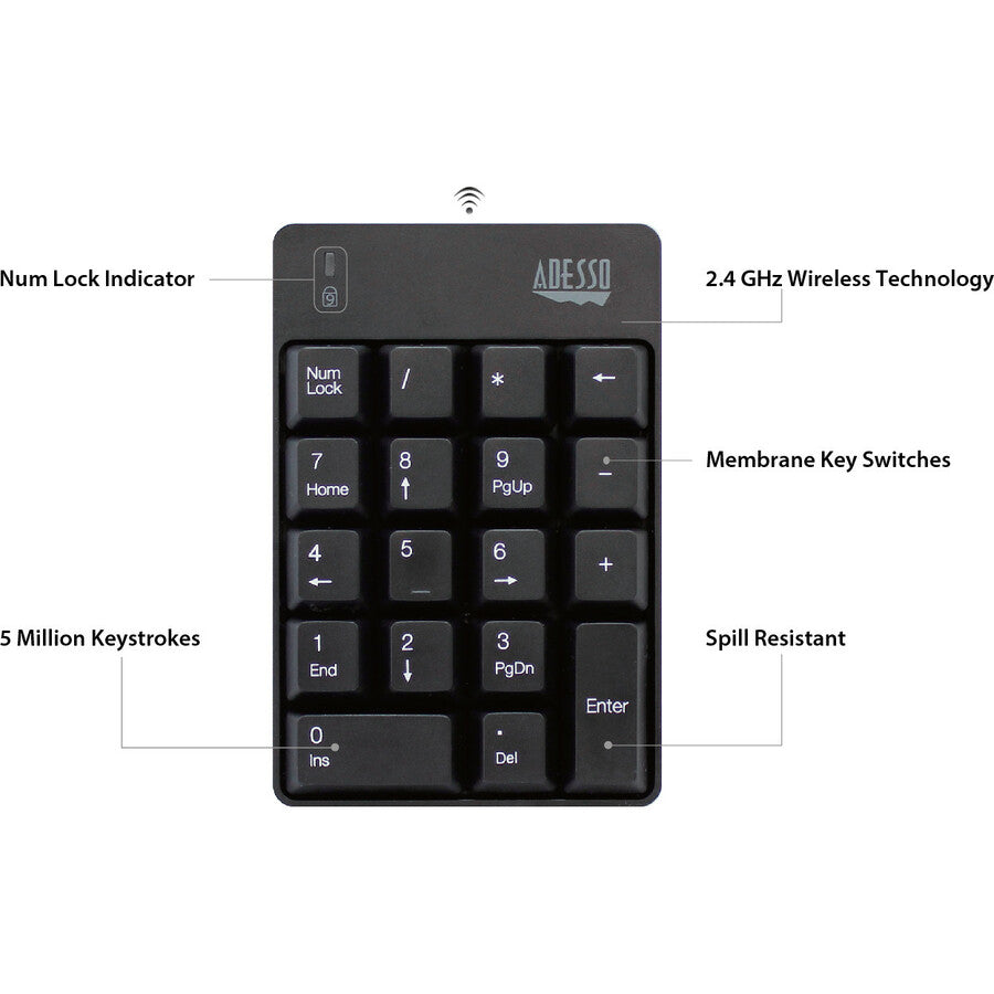 Alternate-Image4 Image for Adesso Wireless Spill Resistant Numeric Keypad