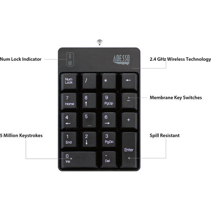 Alternate-Image4 Image for Adesso Wireless Spill Resistant Numeric Keypad