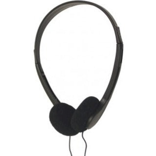 Front Image for Avid Education AE-08 Lightweight Single Use Headphone with 3.5mm Plug, Black