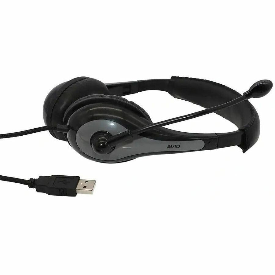 Left Image for AVID Education AE-39 USB Headset with Microphone and Inline Controls, Gray