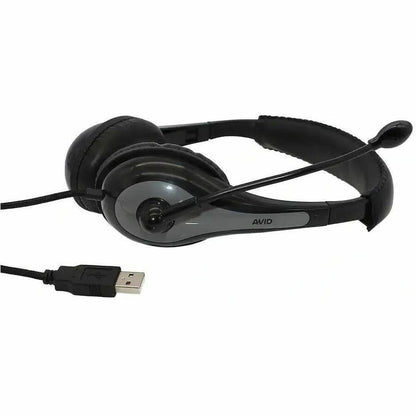 Left Image for AVID Education AE-39 USB Headset with Microphone and Inline Controls, Gray