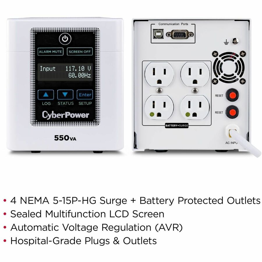 Alternate-Image2 Image for CyberPower M550L Hospital/Medical UPS Systems