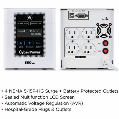 Alternate-Image2 Image for CyberPower M550L Hospital/Medical UPS Systems
