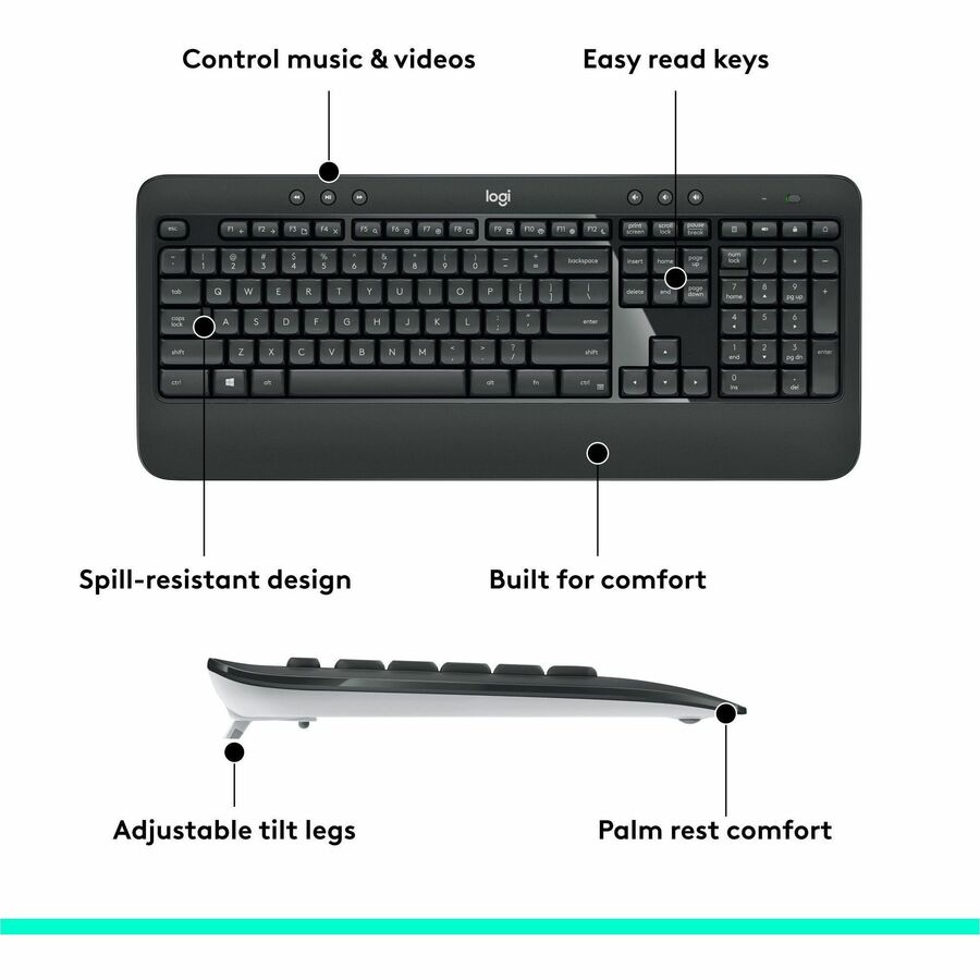 Alternate-Image5 Image for Logitech MK540 Advanced Wireless Keyboard and Mouse Combo for Windows, 2.4 GHz Unifying USB-Receiver