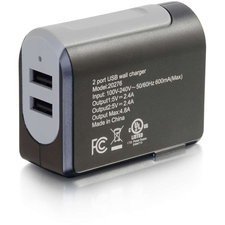 Alternate-Image2 Image for C2G 2-Port USB Wall Charger - AC Power Adapter